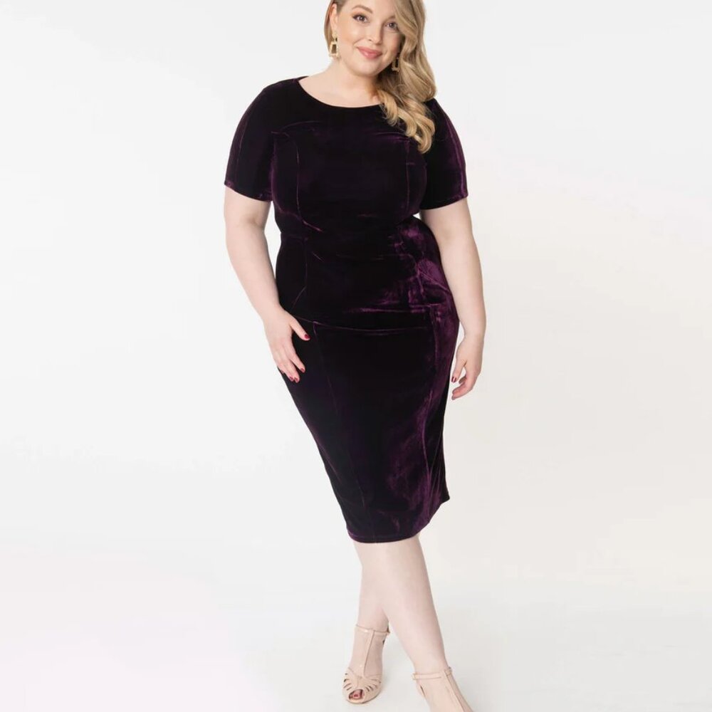 1960s Velvet Wiggle Dress